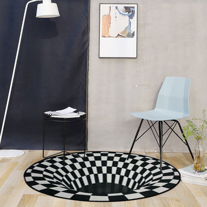 Creepy Hole 3D Illusion Teppich Schwarz und Weiß Moderner Teppich Polypropylen Haustierfreundlich Rutschfest Fleckenresistenter Teppich für das Wohnzimmer