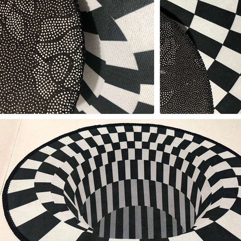 Creepy Hole 3D Illusion Teppich Schwarz und Weiß Moderner Teppich Polypropylen Haustierfreundlich Rutschfest Fleckenresistenter Teppich für das Wohnzimmer