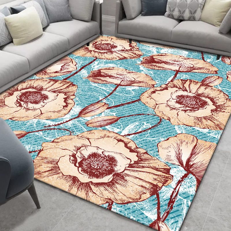 Frendorf | Glam Nordic Area Rug Mehrfarbig Pflanzen Teppich Fleckbeständig Waschbar Rutschfeste Unterlage Teppich für Sitzbereich