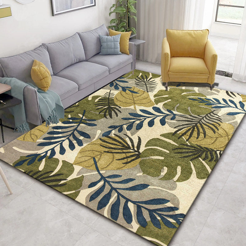 Frendorf | Glam Nordic Area Rug Mehrfarbig Pflanzen Teppich Fleckbeständig Waschbar Rutschfeste Unterlage Teppich für Sitzbereich