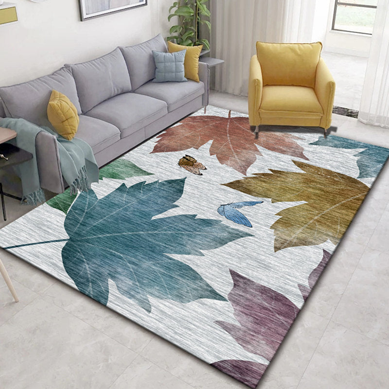 Frendorf | Glam Nordic Area Rug Mehrfarbig Pflanzen Teppich Fleckbeständig Waschbar Rutschfeste Unterlage Teppich für Sitzbereich