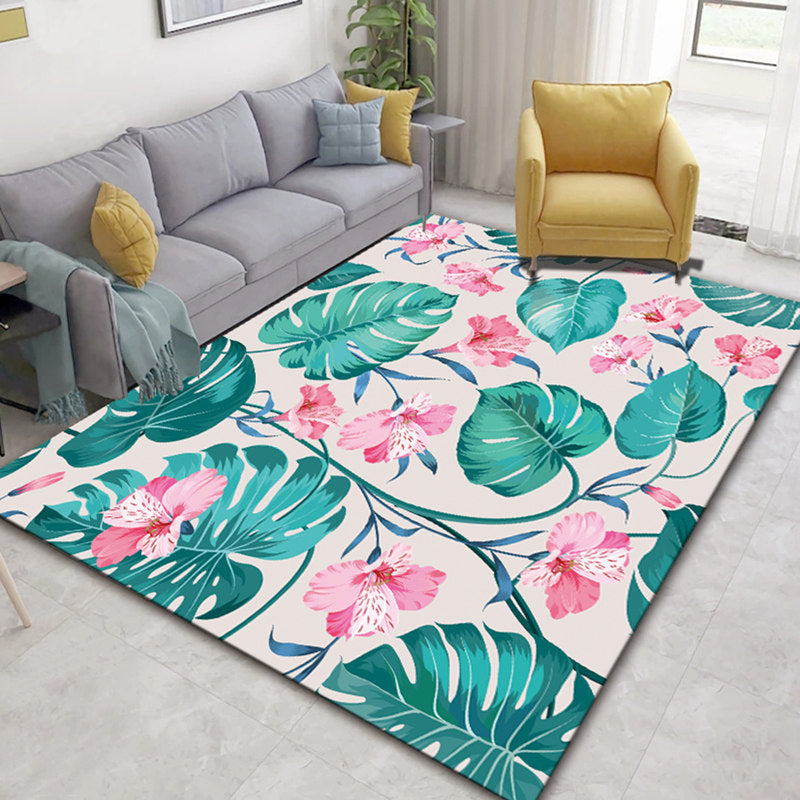 Frendorf | Glam Nordic Area Rug Mehrfarbig Pflanzen Teppich Fleckbeständig Waschbar Rutschfeste Unterlage Teppich für Sitzbereich