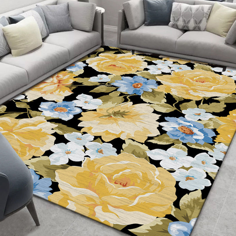 Frendorf | Glam Nordic Area Rug Mehrfarbig Pflanzen Teppich Fleckbeständig Waschbar Rutschfeste Unterlage Teppich für Sitzbereich