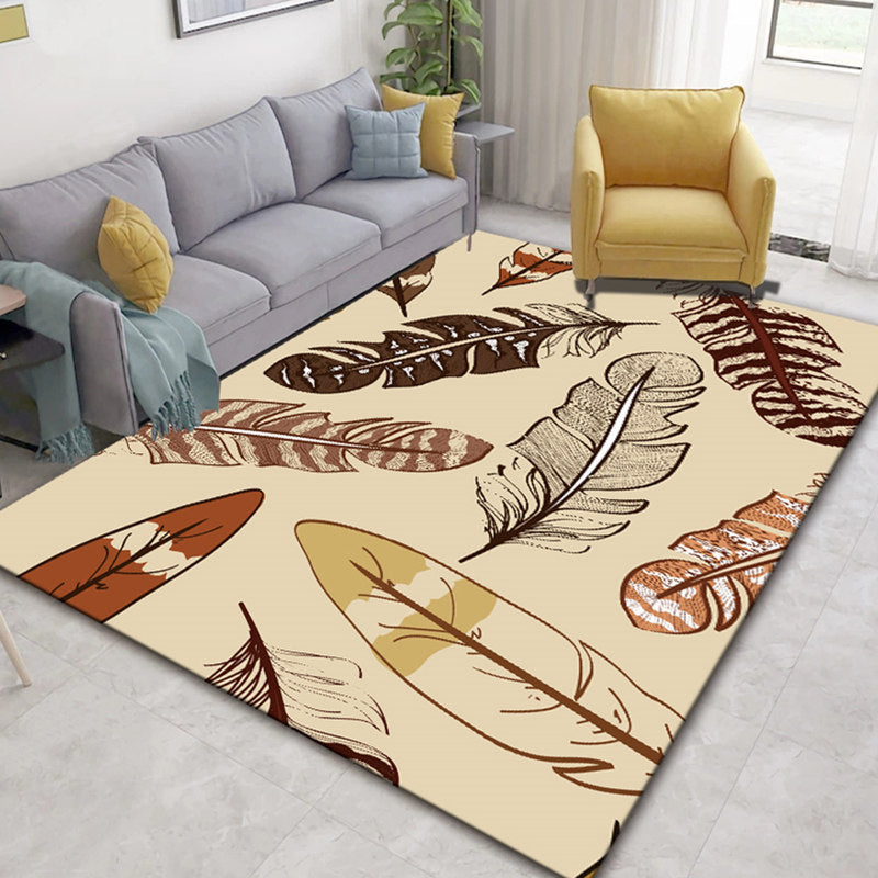 Frendorf | Glam Nordic Area Rug Mehrfarbig Pflanzen Teppich Fleckbeständig Waschbar Rutschfeste Unterlage Teppich für Sitzbereich