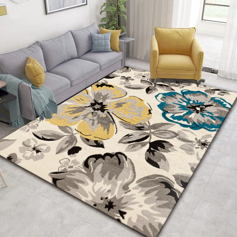 Frendorf | Glam Nordic Area Rug Mehrfarbig Pflanzen Teppich Fleckbeständig Waschbar Rutschfeste Unterlage Teppich für Sitzbereich