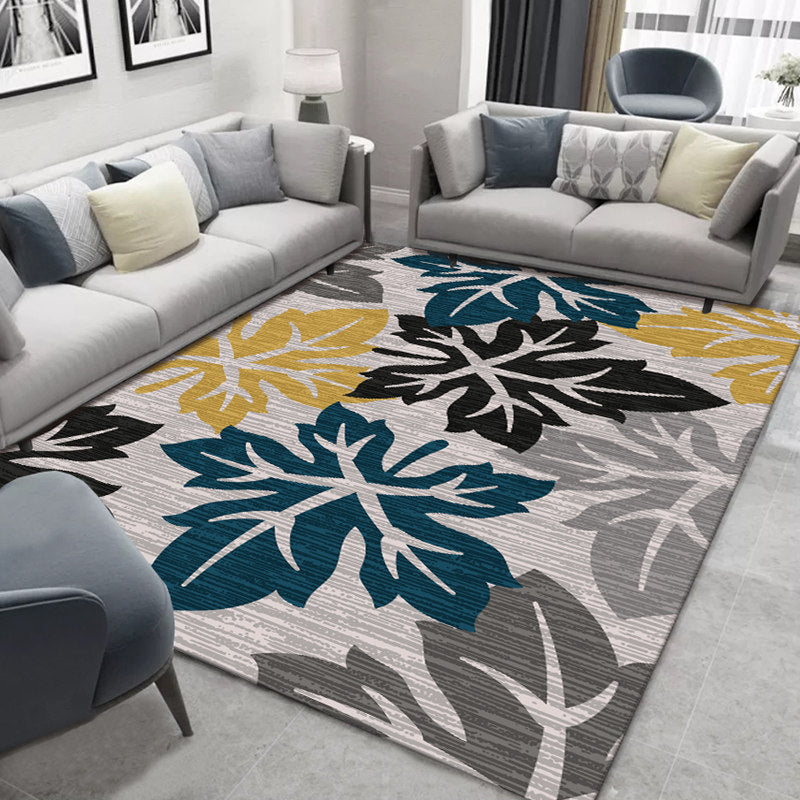 Frendorf | Glam Nordic Area Rug Mehrfarbig Pflanzen Teppich Fleckbeständig Waschbar Rutschfeste Unterlage Teppich für Sitzbereich