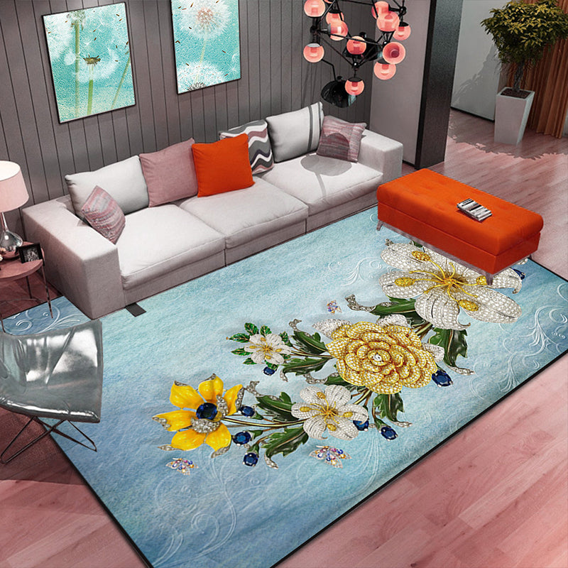 Frendorf | Multicolor Fußmatte Zeitgenössische Blumenmatte Synthetisch Fleckenbeständig Rutschfeste Rückseite Waschbar Bereichsteppich