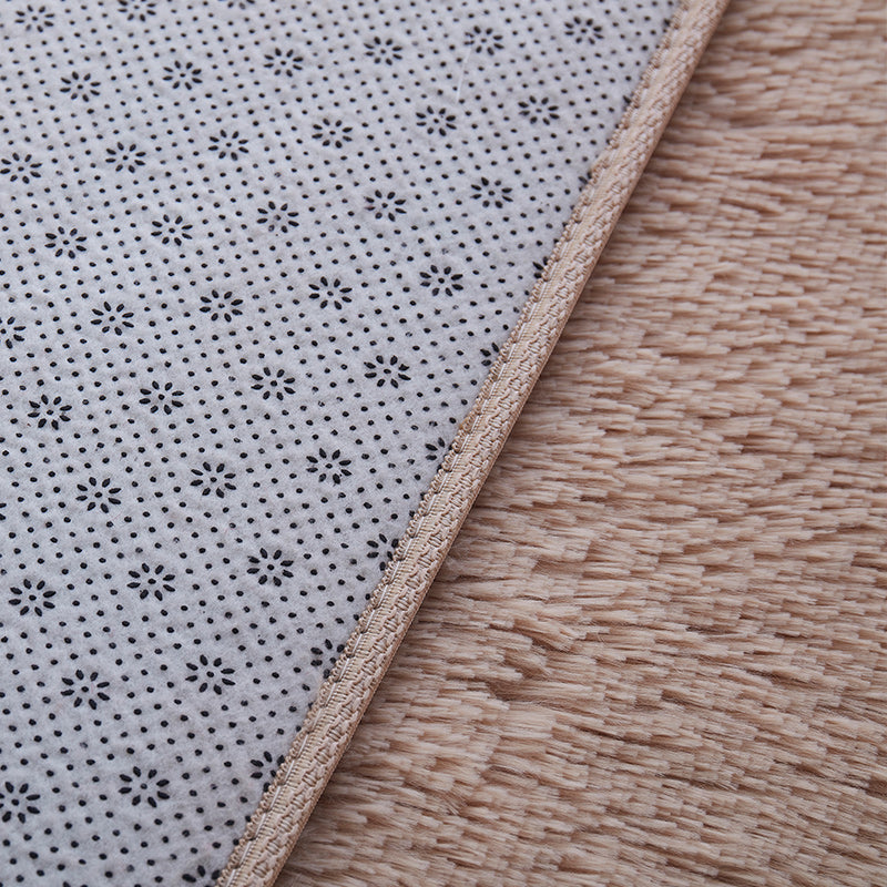 Multi-Color Home Area Rug Nordic Plain Rug Fluffy Machine Washable Stain Resistant Anti-Slip Backing Rug with Braided Trim