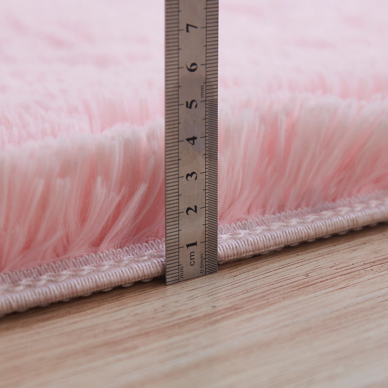 Multi-Color Home Area Rug Nordic Plain Rug Fluffy Machine Washable Stain Resistant Anti-Slip Backing Rug with Braided Trim