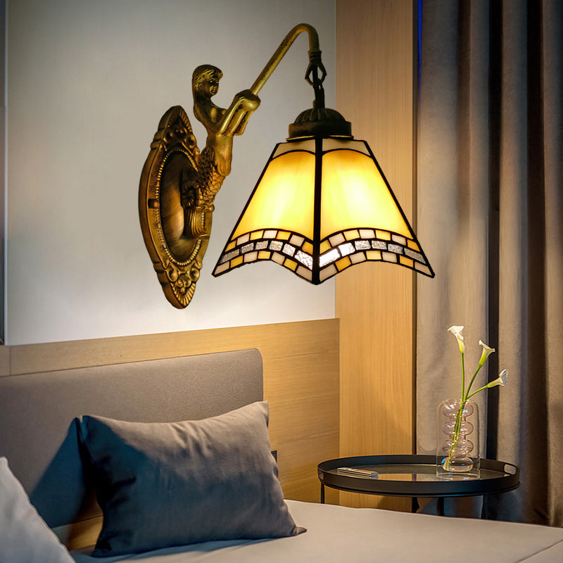 Frendorf | Mediterrane Getapte Wandlamp Gekleurd Kunstglas Vanity Verlichting voor Badkamer