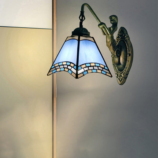 Frendorf | Mediterrane Getapte Wandlamp Gekleurd Kunstglas Vanity Verlichting voor Badkamer