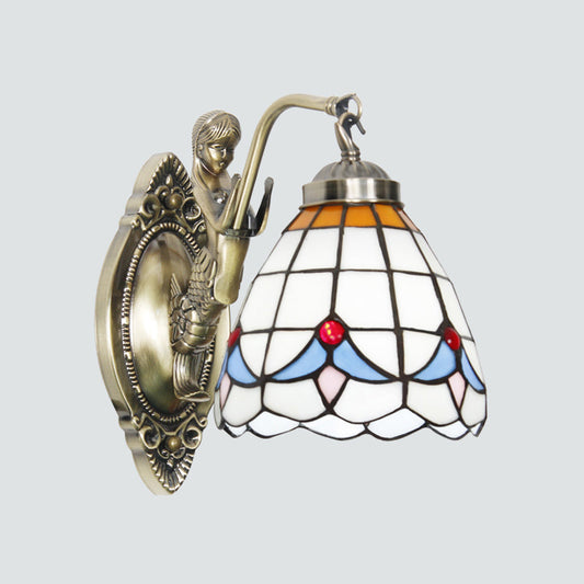 Frendorf | Bell Shade Wandmontage Licht Geïmpregneerd Glas Vintage Wandlamp Fixture met Zeemeermin Decor