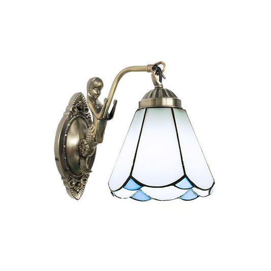 Frendorf | Bell Shade Wandmontage Licht Geïmpregneerd Glas Vintage Wandlamp Fixture met Zeemeermin Decor