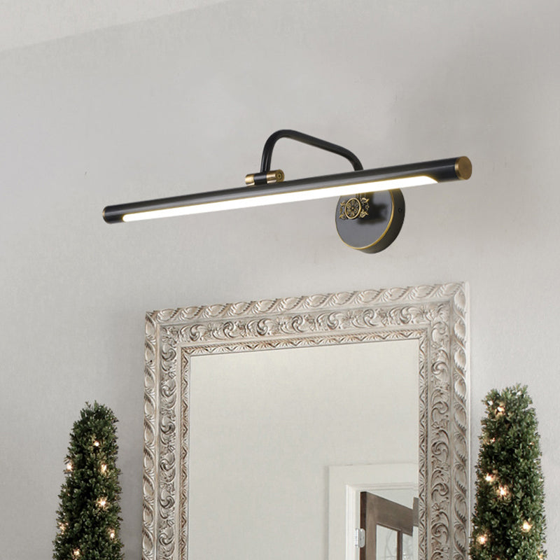 Schwarz/Antikmessing LED Wandleuchte Traditionelle Metall Lineare Make-Up Beleuchtung in Weiß/Warm/Natural Light, 14"/18"/23" W