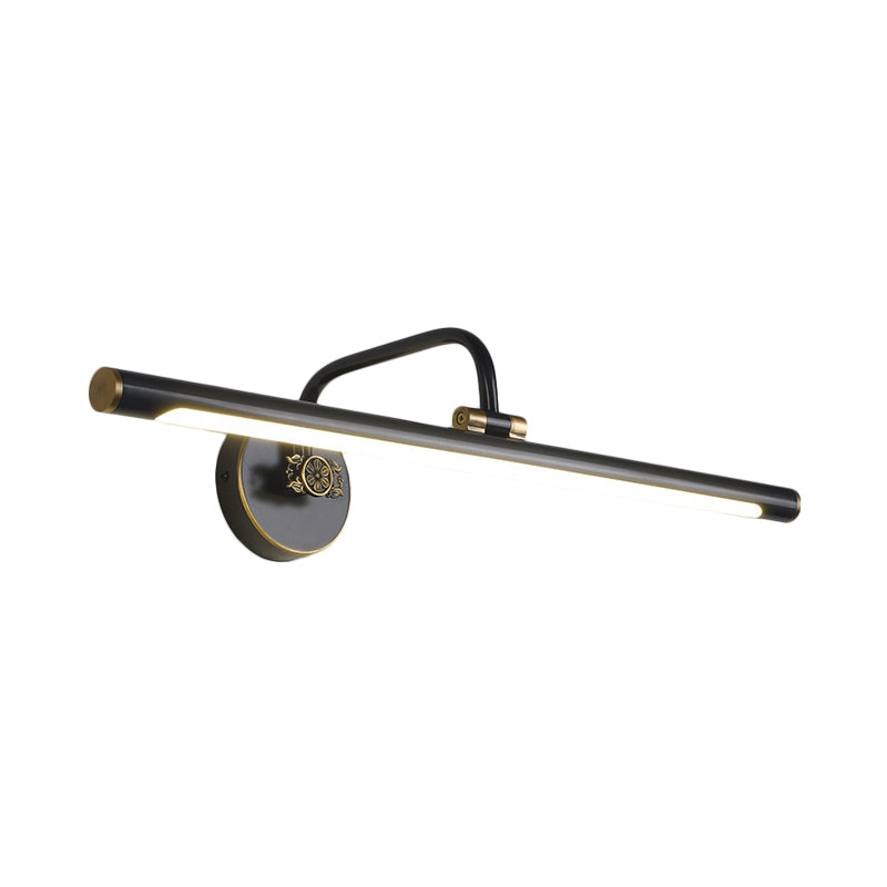 Schwarz/Antikmessing LED Wandleuchte Traditionelle Metall Lineare Make-Up Beleuchtung in Weiß/Warm/Natural Light, 14"/18"/23" W