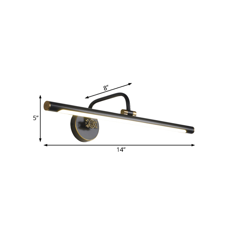 Schwarz/Antikmessing LED Wandleuchte Traditionelle Metall Lineare Make-Up Beleuchtung in Weiß/Warm/Natural Light, 14"/18"/23" W