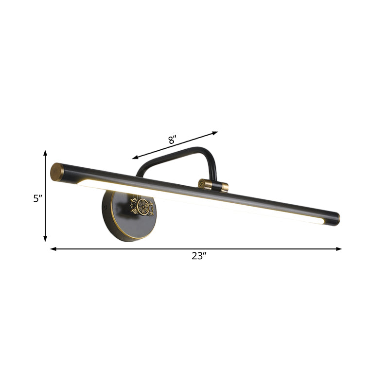 Schwarz/Antikmessing LED Wandleuchte Traditionelle Metall Lineare Make-Up Beleuchtung in Weiß/Warm/Natural Light, 14"/18"/23" W