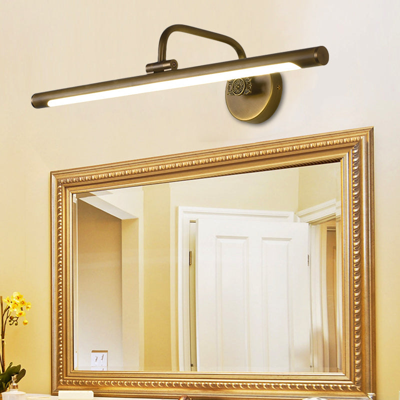Schwarz/Antikmessing LED Wandleuchte Traditionelle Metall Lineare Make-Up Beleuchtung in Weiß/Warm/Natural Light, 14"/18"/23" W