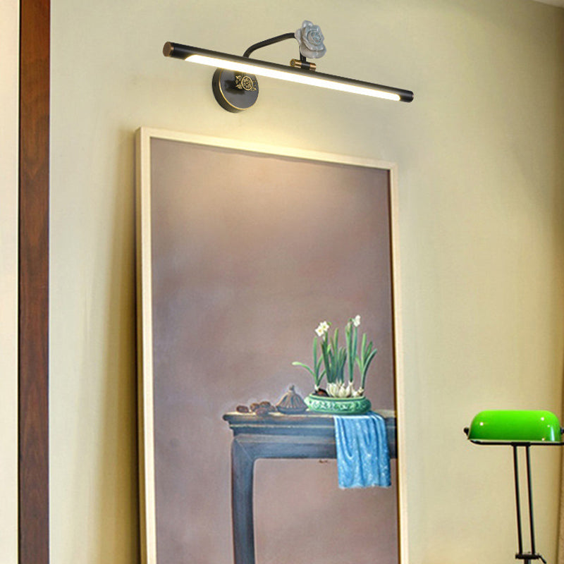 Schwarz/Antik Messing Verlängerte Vanity Licht Leuchte Klassisch Metall LED 14"/18"/23" W Badezimmer Wandleuchte Lampe in Weiß/Warm/Naturlicht