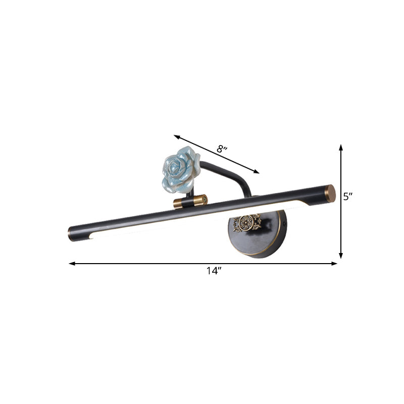 Schwarz/Antik Messing Verlängerte Vanity Licht Leuchte Klassisch Metall LED 14"/18"/23" W Badezimmer Wandleuchte Lampe in Weiß/Warm/Naturlicht