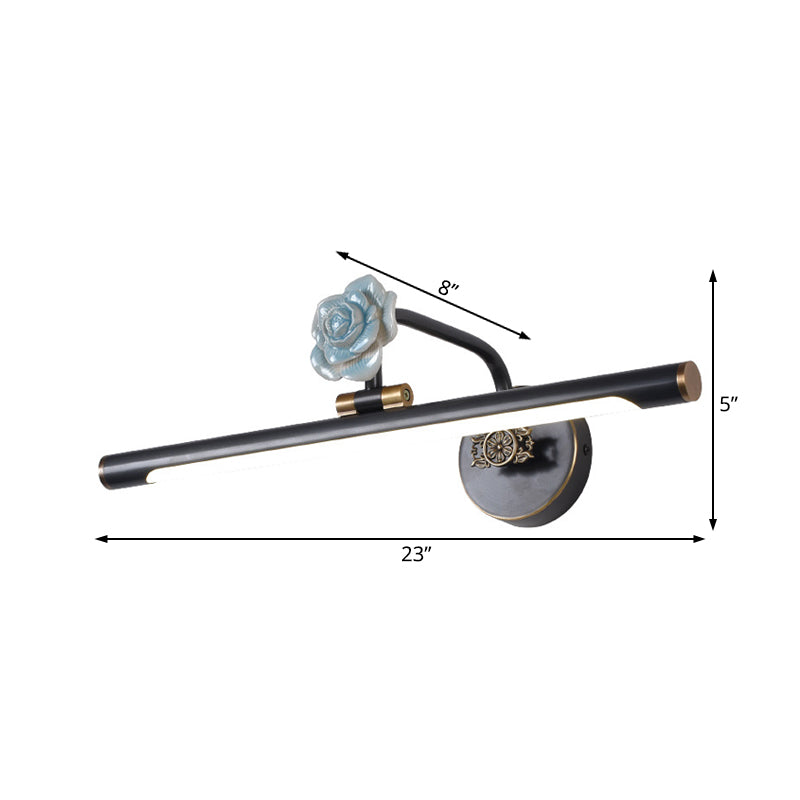 Schwarz/Antik Messing Verlängerte Vanity Licht Leuchte Klassisch Metall LED 14"/18"/23" W Badezimmer Wandleuchte Lampe in Weiß/Warm/Naturlicht
