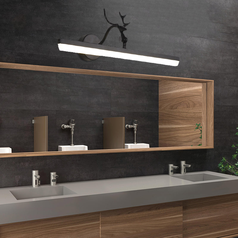 Frendorf | LED Wandlamp met Lineaire Metalen Schaduw Klassieke Badkamer Vanity Verlichting Fixture in Zwart, 16,5"/28"/38" Breed