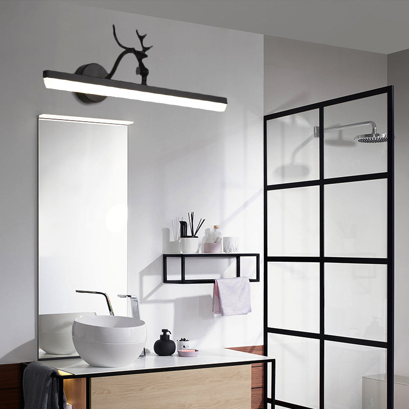 Frendorf | LED Wandlamp met Lineaire Metalen Schaduw Klassieke Badkamer Vanity Verlichting Fixture in Zwart, 16,5"/28"/38" Breed