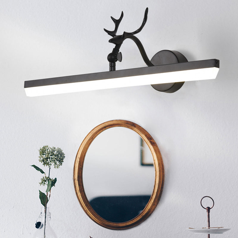 Frendorf | LED Wandlamp met Lineaire Metalen Schaduw Klassieke Badkamer Vanity Verlichting Fixture in Zwart, 16,5"/28"/38" Breed