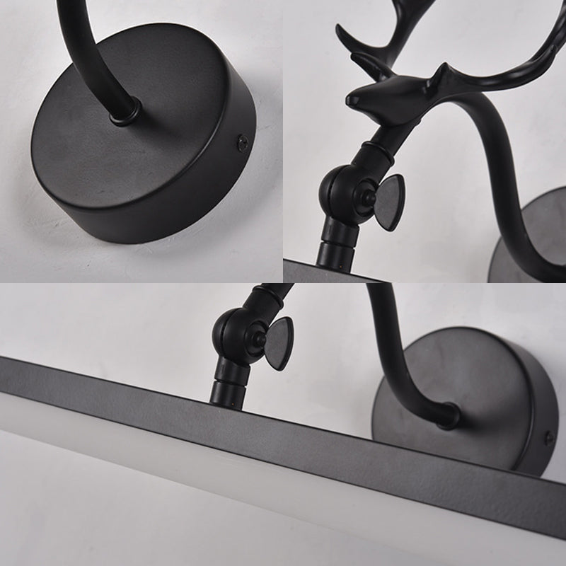 Frendorf | LED Wandlamp met Lineaire Metalen Schaduw Klassieke Badkamer Vanity Verlichting Fixture in Zwart, 16,5"/28"/38" Breed