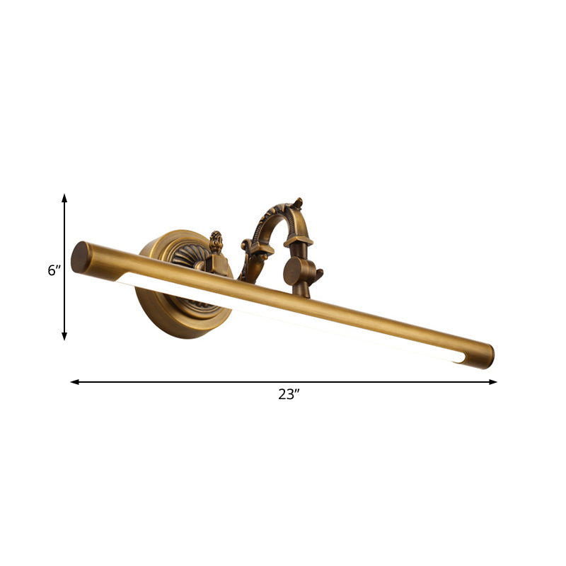 Frendorf | 18"/23"/29.5" Breite lineare Wandleuchte traditionelle LED Metall wandmontierte Spiegelbeleuchtung in antikmessing