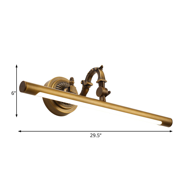Frendorf | 18"/23"/29.5" Breite lineare Wandleuchte traditionelle LED Metall wandmontierte Spiegelbeleuchtung in antikmessing
