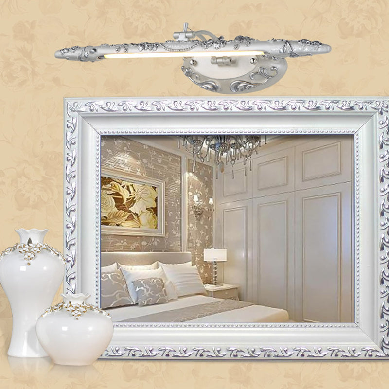 Frendorf | 19.5"/23.5"/26" Breite Silberne Verlängerte Waschtischleuchte Klassische Metall LED Badezimmer Wandlampe, Weiß/Warmes Licht