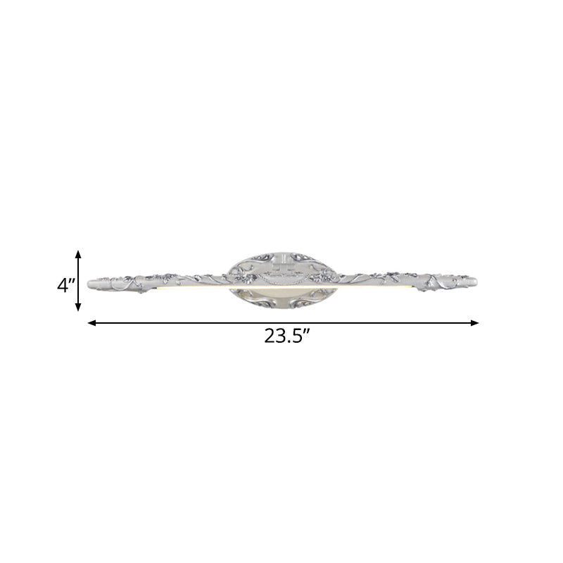 19.5"/23.5"/26" Breite Silber verlängerte Spiegel Licht Leuchte Klassische Metall LED Badezimmer Wandleuchte Lampe, Weiß/warmes Licht