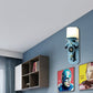 Frendorf | 1 Hoofde Indoor Wandlamp Nautische Stijl Blauw/Wit Wandverlichting met Cilinder Opal Glasschaduw en Ankerontwerp