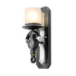 Frendorf | 1 Hoofde Indoor Wandlamp Nautische Stijl Blauw/Wit Wandverlichting met Cilinder Opal Glasschaduw en Ankerontwerp