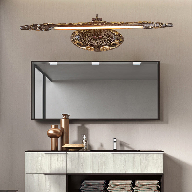 Braun verlängerte Vanity-Leuchte Klassische Metall LED Badezimmer Wandleuchte Lampe in Weiß/Warmlicht, 19,5"/23,5"/26" breit