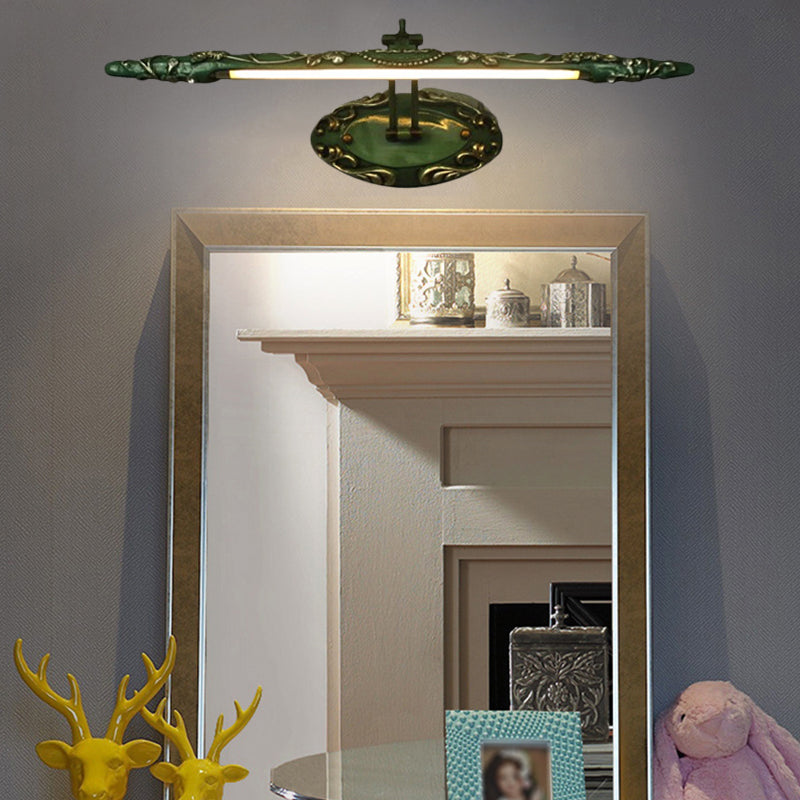19.5"/23.5"/26" Breite Grüne Verlängerte Waschbeckenleuchte Klassische Metall LED Badezimmer Wandleuchte Lampe, Weiß/Warmes Licht