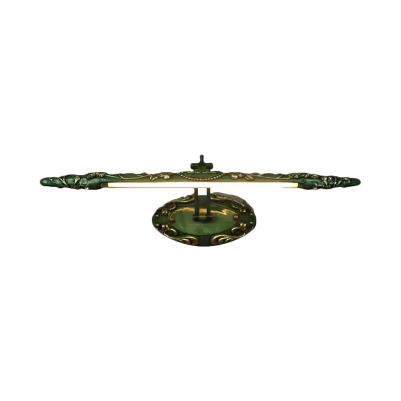 Frendorf | 19.5"/23.5"/26" Breite Grüne Elongierte Wandlampe Klassische Metall LED Badezimmer Wandleuchte Lampe, Weiß/Warmes Licht