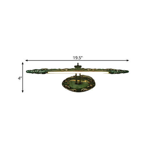 Frendorf | 19.5"/23.5"/26" Breite Grüne Elongierte Wandlampe Klassische Metall LED Badezimmer Wandleuchte Lampe, Weiß/Warmes Licht