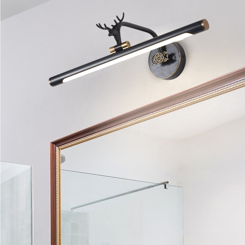 Frendorf | LED Metall Wand Waschtischlampe Einfachheit Schwarz/Antik Messing Lineare Badezimmer Wandbeleuchtung Ideen mit Hirschdesign, 14"/18"/23" B