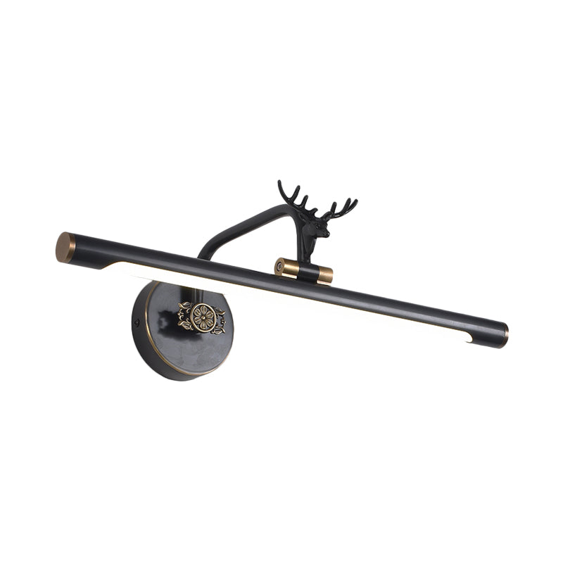 Frendorf | LED Metall Wand Waschtischlampe Einfachheit Schwarz/Antik Messing Lineare Badezimmer Wandbeleuchtung Ideen mit Hirschdesign, 14"/18"/23" B