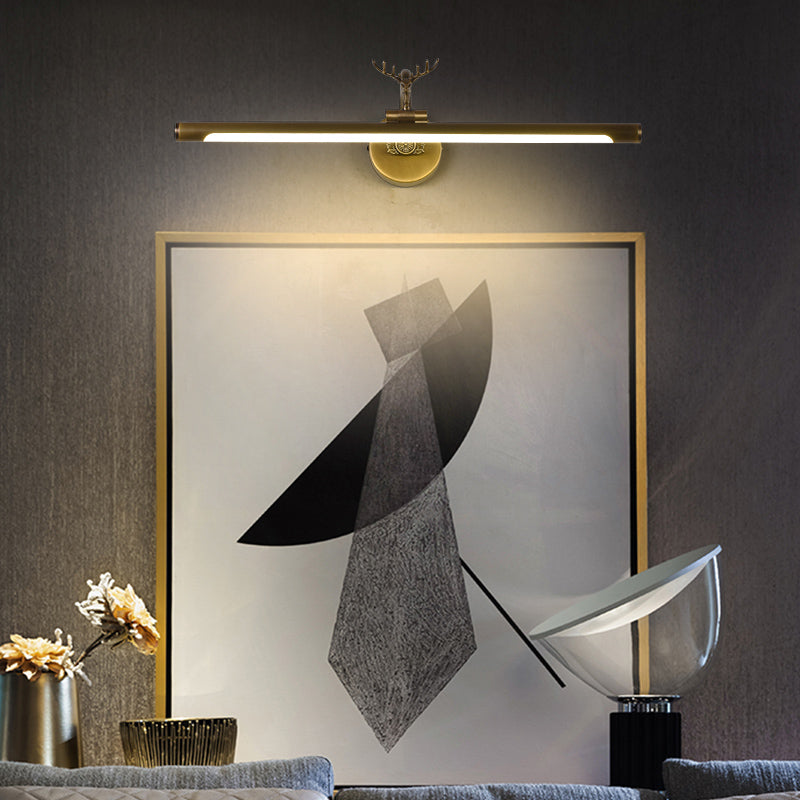 Frendorf | LED Metall Wand Waschtischlampe Einfachheit Schwarz/Antik Messing Lineare Badezimmer Wandbeleuchtung Ideen mit Hirschdesign, 14"/18"/23" B