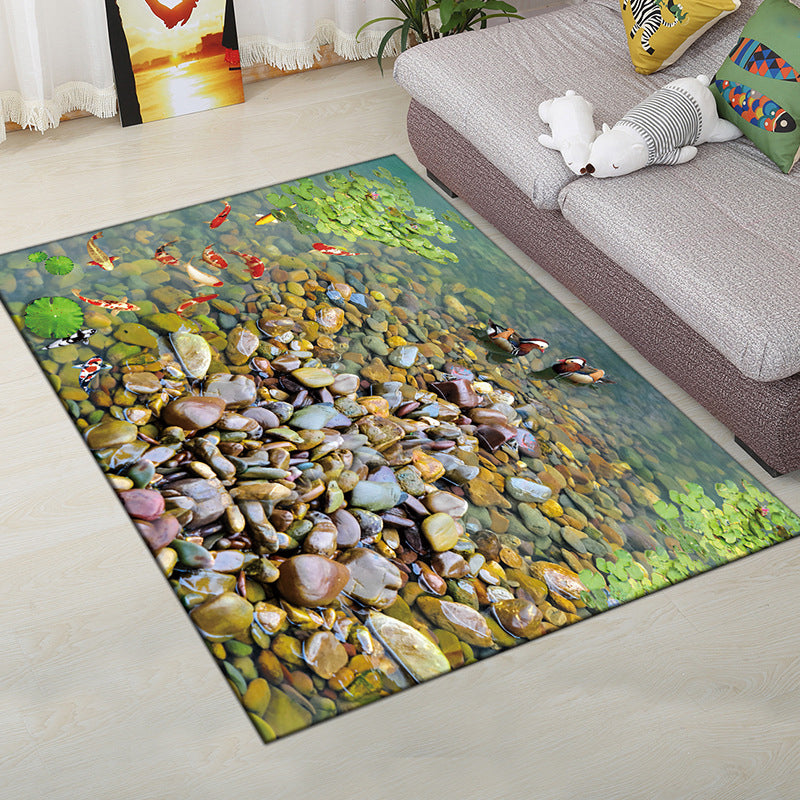 Multi-Color Moderner Teppich Polyester Digital Grafik Teppich Antirutsch Rücken Haustierfreundlicher Waschbarer Teppich für das Gästezimmer