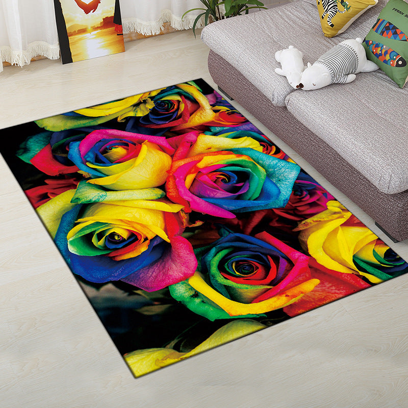 Multi-Color Moderner Teppich Polyester Digital Grafik Teppich Antirutsch Rücken Haustierfreundlicher Waschbarer Teppich für das Gästezimmer