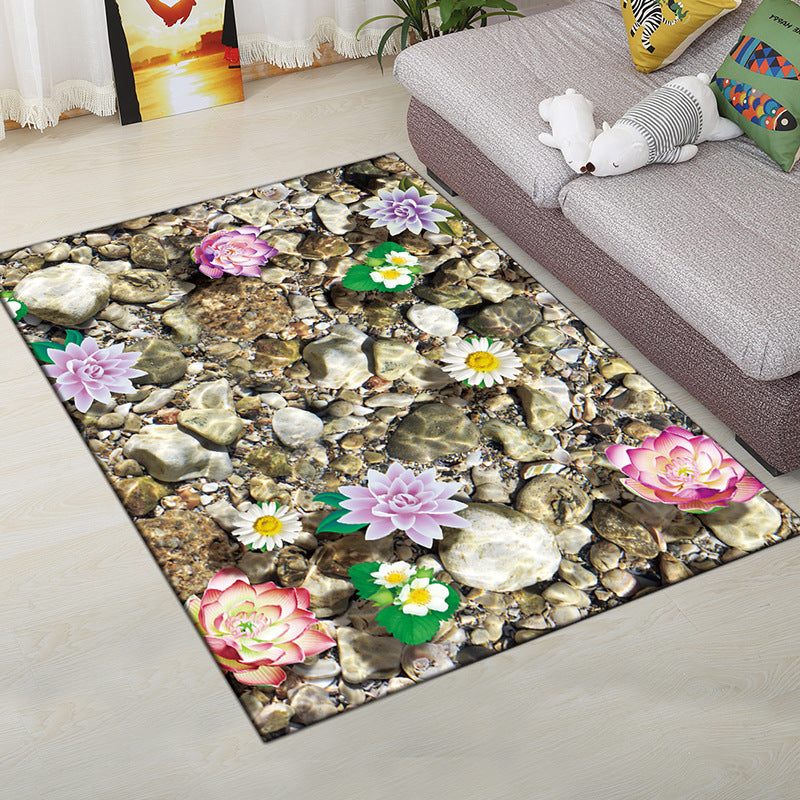 Multi-Color Moderner Teppich Polyester Digital Grafik Teppich Antirutsch Rücken Haustierfreundlicher Waschbarer Teppich für das Gästezimmer