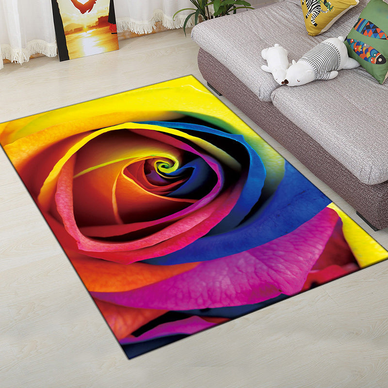 Multi-Color Moderner Teppich Polyester Digital Grafik Teppich Antirutsch Rücken Haustierfreundlicher Waschbarer Teppich für das Gästezimmer