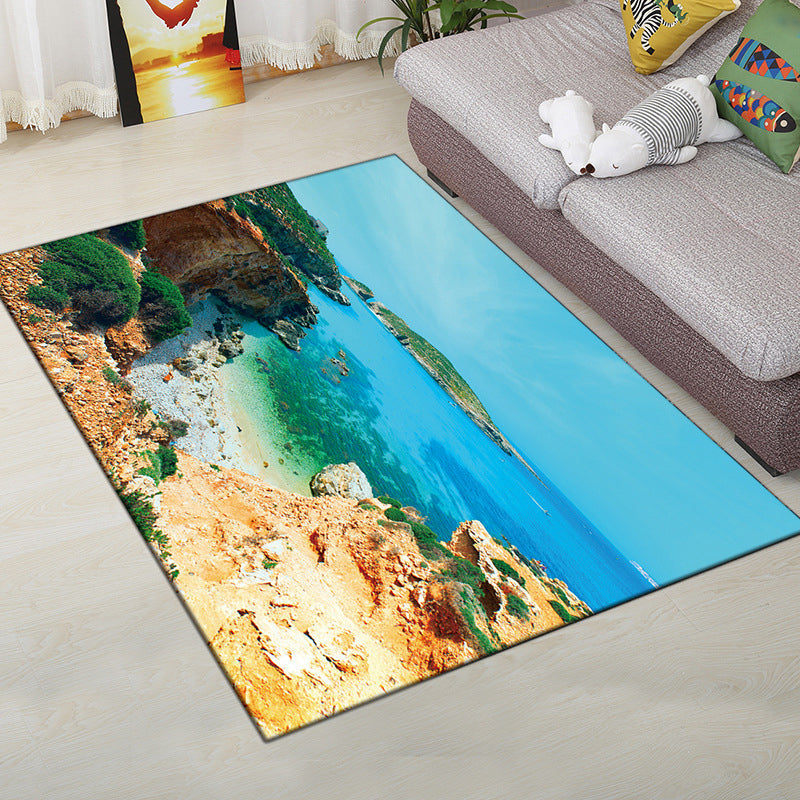 Multi-Color Moderner Teppich Polyester Digital Grafik Teppich Antirutsch Rücken Haustierfreundlicher Waschbarer Teppich für das Gästezimmer