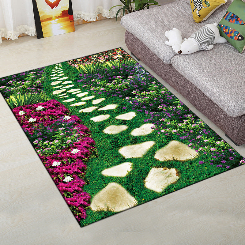 Multi-Color Moderner Teppich Polyester Digital Grafik Teppich Antirutsch Rücken Haustierfreundlicher Waschbarer Teppich für das Gästezimmer