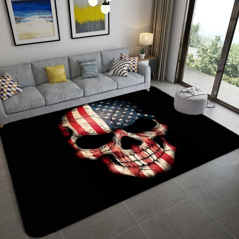 Frendorf | Hip Hop Woonkamer Tapijt Zwart Optische Illusies Skull Tapijt Polypropyleen Vlekbestendig Huisdiervriendelijk Antislip Achterkant Gebied Tapijt