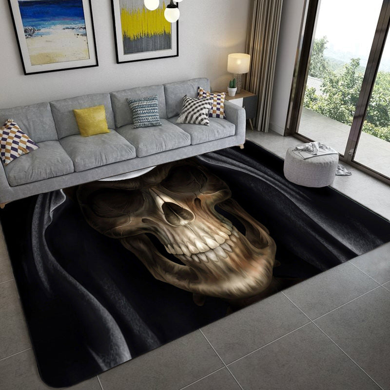 Frendorf | Hip Hop Woonkamer Tapijt Zwart Optische Illusies Skelet Tapijt Polypropeen Vlekbestendig Huisdiervriendelijk Antislip Achterkant Vloerkleed